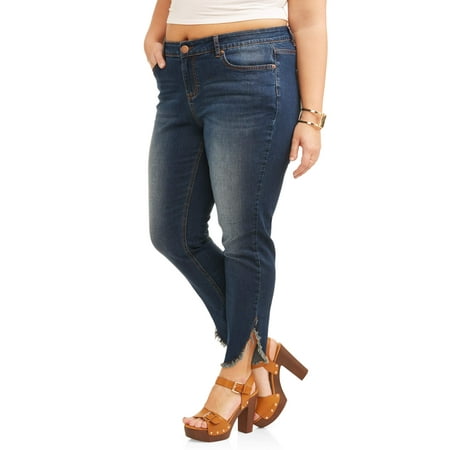 DH by Dollhouse Junior's Plus Angled Fray Hem Skinny Jean