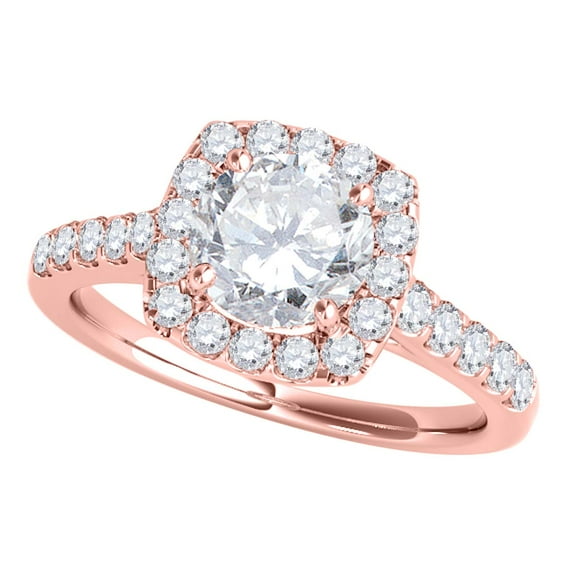 Aonejewelry 1 Carat Halo Round Diamond Hand-Crafted Engagement Ring In 14k Rose Gold