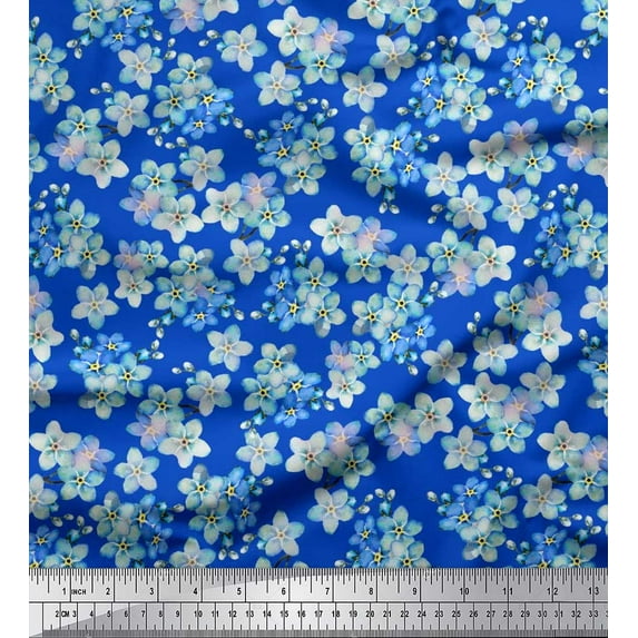 Soimoi Moss Georgette Fabric Scorpion Grasses Floral Print Fabric by Yard 42 Inch Wide