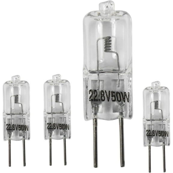 HQRP 4-Pack 22.8V 50W Halogen Bulb G6.35 Bipin Base Lamp Compatible with Osram #64640