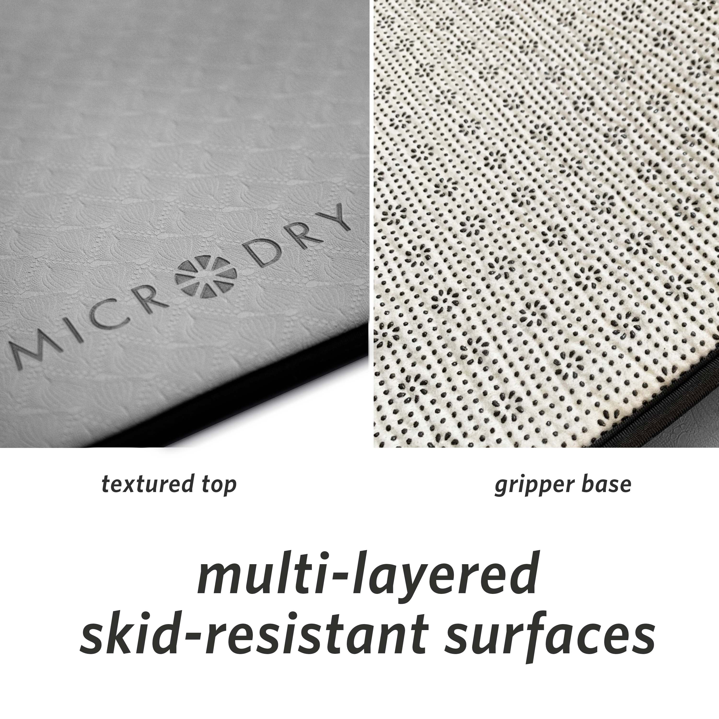 Microdry Yoga Mat Extra Thick Skid Resistant 72"" x 26"" Gray