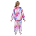thumbnail image 3 of Fluffy Pajamas Set Fuzzy Winter Warm Pj Sets Pullover Tops and Long Pants Pink and Blue Tie-dye Pattern X-Small, 3 of 8