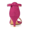 thumbnail image 2 of BLISSFUL STEP Women's Strappy Open Toe Kitten Ankle Heels Sandals Hot Pink 9, 2 of 7