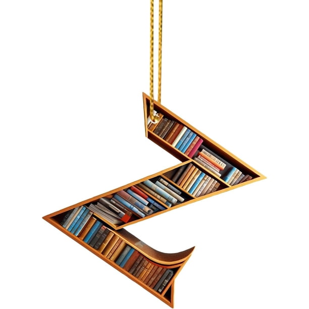 Adornos de árbol de Navidad con forma de libro, colgante de estantería con forma de letra, adorno de bibliotecario para amantes de los libros, adorno de acrílico para Navidad, regalo para amantes de l
