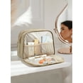 thumbnail image 3 of Bagsmart Unisex Large Size Travel Toiletry Bag with Handle, Wide-open Makeup Cosmetic Bag for Travel Toiletries, Organizer for Women and Men, Tan, 3 of 9