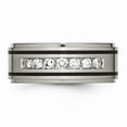 thumbnail image 4 of Solid Titanium/Matte Brushed Finish Enameled 1/2ct tw. Diamond 9mm Men's Wedding Band Ring Size 11, 4 of 8