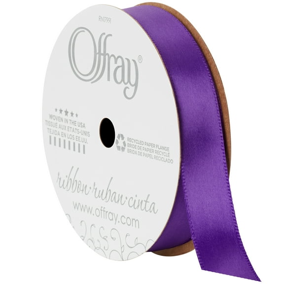 Offray Ribbon Purple Polyester Ribbon, 3.25" x 0.62"