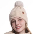thumbnail image 6 of Otntypg Winter Beanie Hats for Women with Faux Fuzzy Pom Warm Soft Stretch Cozy Knit Fleece Thermal Snow Ski Skull Cap for Cold Weather, 6 of 6