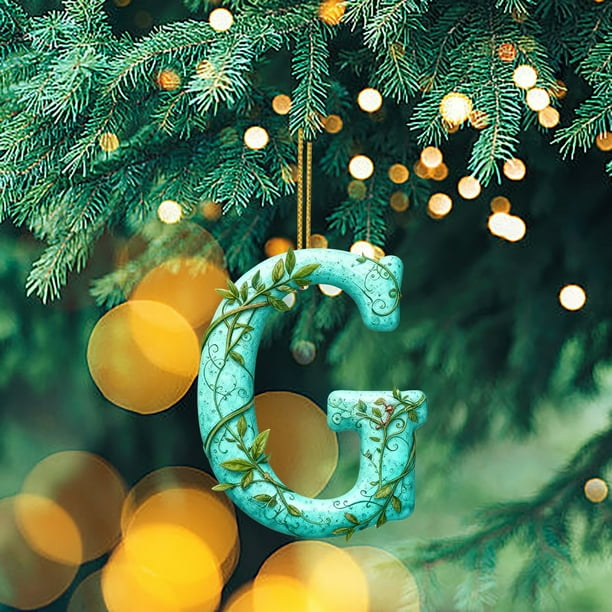 Adornos navideños con trampa de luz acrílica, serie Alfabeto 26, mochila acrílica 2D, colgante para coche, adorno decorativo, decoración de jardín, decoración navideña y de Halloween.