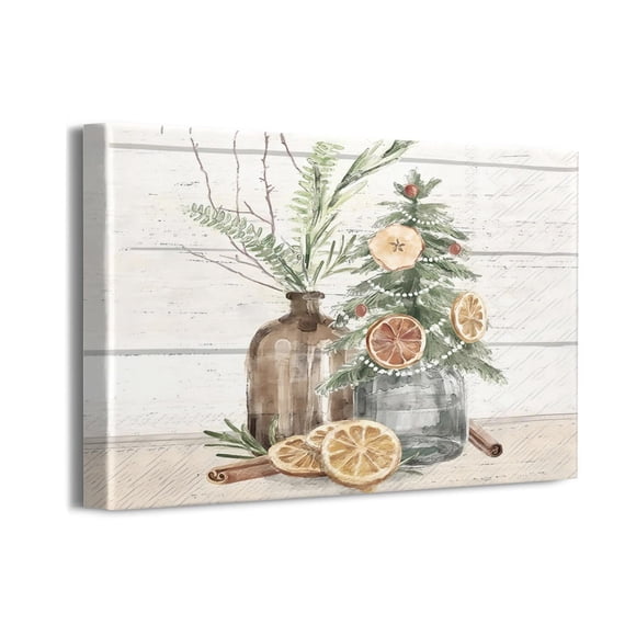 Rustic Green Leaf in Teal Vase Vintage Wall Art for Bedroom Living Room Bathroom Office Wall Decor Framed Home Decor Ready To Hang 16x12 Inch
