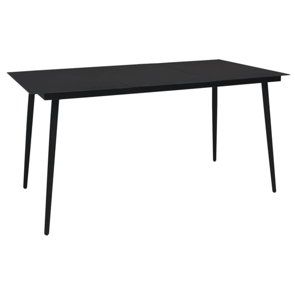 Casafoyer Garden Dining Table Black 59.1"x31.5"x29.1" Steel and Glass