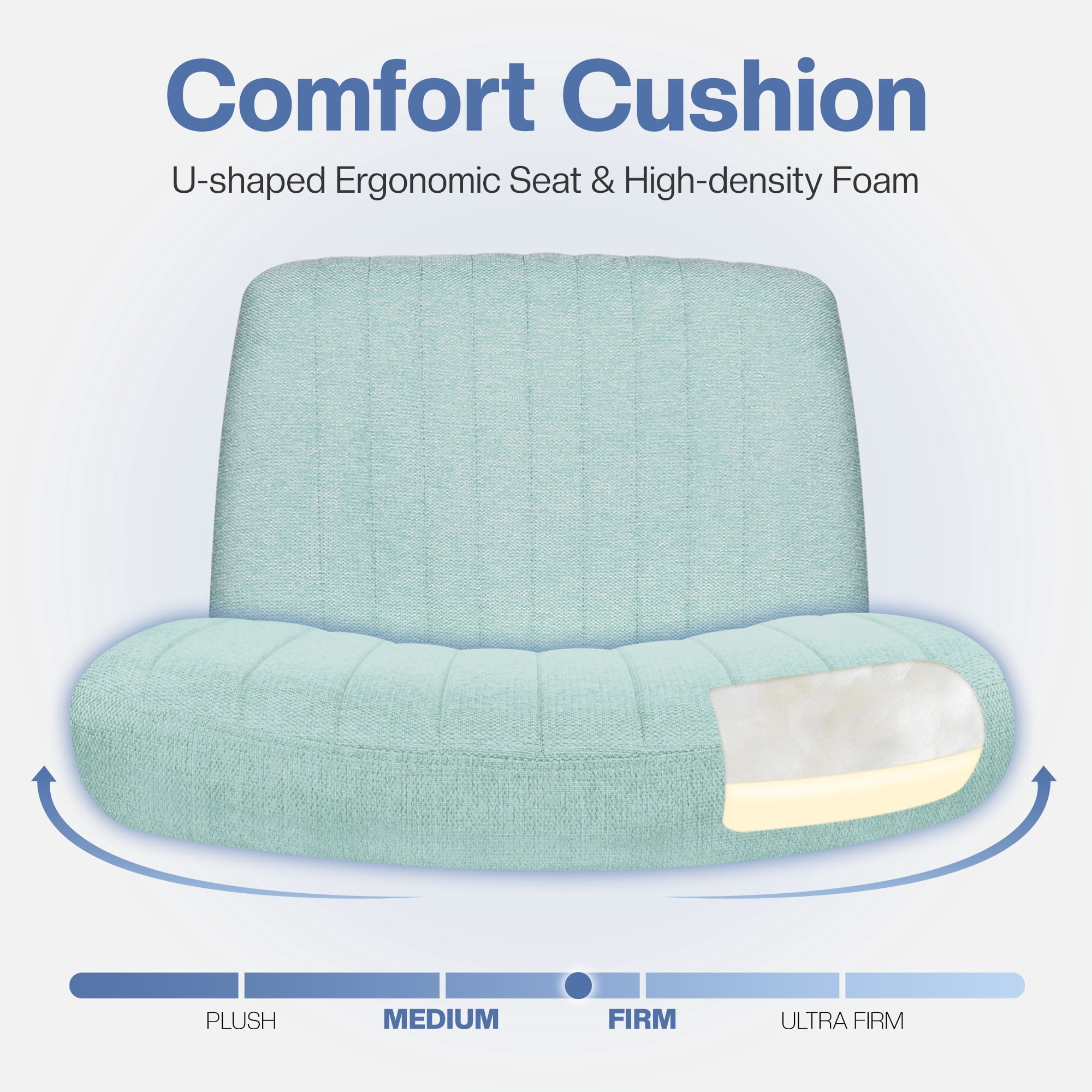 Celtoss Criss Cross Home Office Chair, Armless Swivel Task Computer Chair No Wheels, in Fabric, Vanity Style, Mint