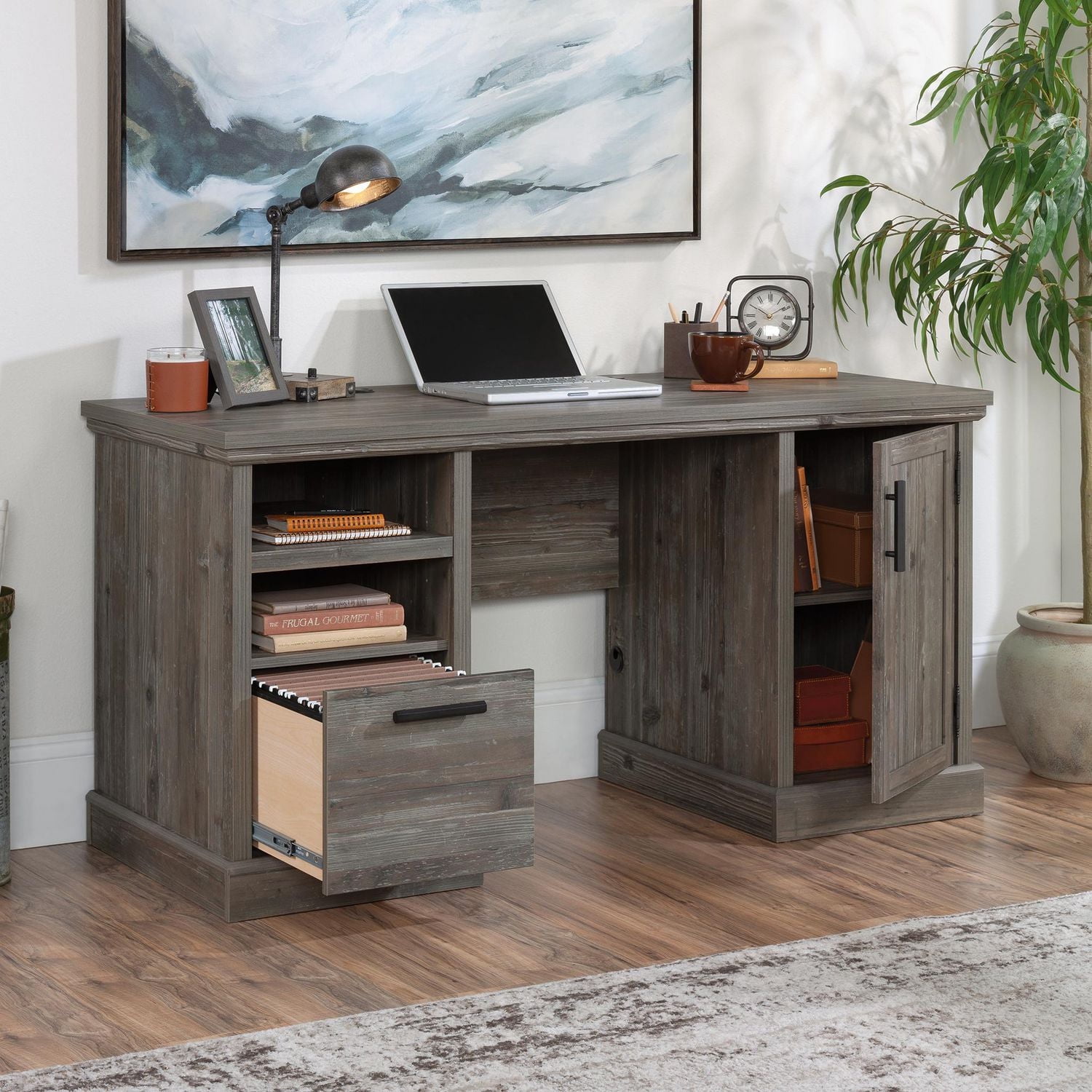 Sauder® Aspen Post Desk in Pebble Pine