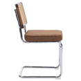 thumbnail image 3 of Tcbosik Dining Chairs Set of 2, Modern Rattan Kitchen Chair with Stainless Chrome Base, Linen Upholstered Accent Armless Chair, Easy Assembly, Coffee Color, 3 of 11