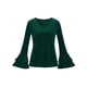 thumbnail image 1 of Blusa de terciopelo con cuello en V para mujer Verde oscuro S, 1 of 6
