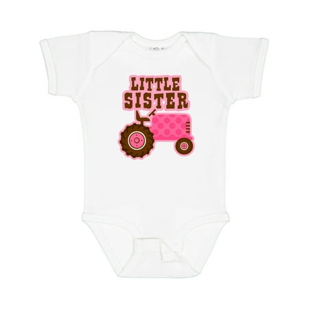 

Inktastic Pink Tractor Little Sister Gift Baby Girl Bodysuit