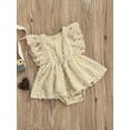 thumbnail image 3 of Franhais Baby Summer Outfit, Solid Color Round Neck Sleeveless Lace Stitching Romper with Hat for Girls, 0-24 Months, 3 of 9