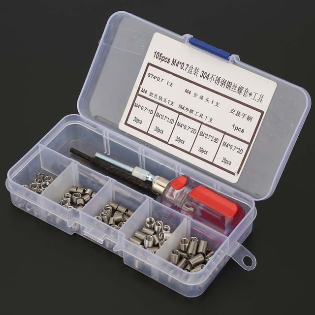 Insert de Fil, Kit d'Insertion de Réparation de Fil Ensemble de Manchon de Fil à Visser Insert de Fil Kit de Réparation de Fil Métrique, Acier Inoxydable pour Communication Micro-Ondes
