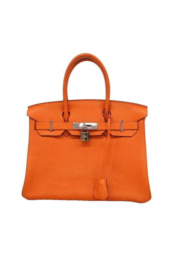 Pre-Owned Hermes Birkin 30 Togo Leather Handbag, Orange, N Stamp, Women's, OP009625