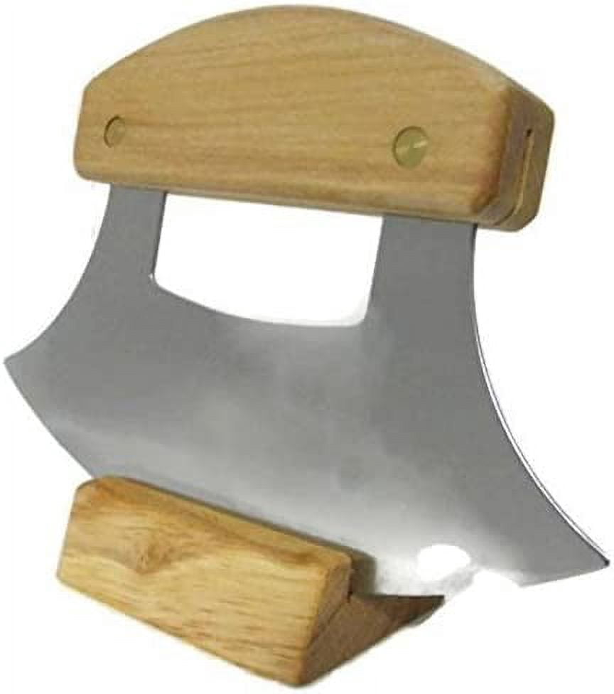 Alaska Ulu Knife Bundle With Ulu Knife Sharpener, This Ulu Knife Can Be Used As Mezzaluna Chopper, Bolo Rolling Knife And Chopped Salad Tool.