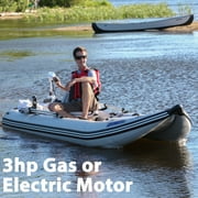 Sea Eagle 437ps PaddleSki Inflatable 1-2 Person Catamaran Boat – Paddle, Motor, Fish, or Sail – 4-in-1 Inflatable Watercraft – Self Bailing - Start Up Package