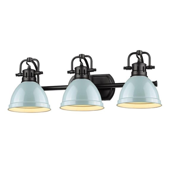 24.5 inch 3 Light Vanity Light in Classic Style 8.5 inches High By 24.5 inches Wide-Matte Black Finish-Sea Foam Shade Color Bailey Street Home