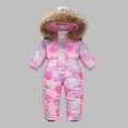 thumbnail image 6 of Hooded Ski Jumpsuit for Girls Boys Tie Dye Full Zip One Piece Quilted Snowsuit Kids Elastic Cuffs Winter Warm Onesie Outerwear, 6 of 6