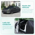 thumbnail image 4 of Cubierta para Auto SUV y Sedan,520x200x180CM Funda para Carro Impermeable,Funda para Carro con Tira Reflectante,Anti-UV para Exteriores,Incluye Cuerda Antiviento y Bolsa de Almacenamiento,Negro, 4 of 7