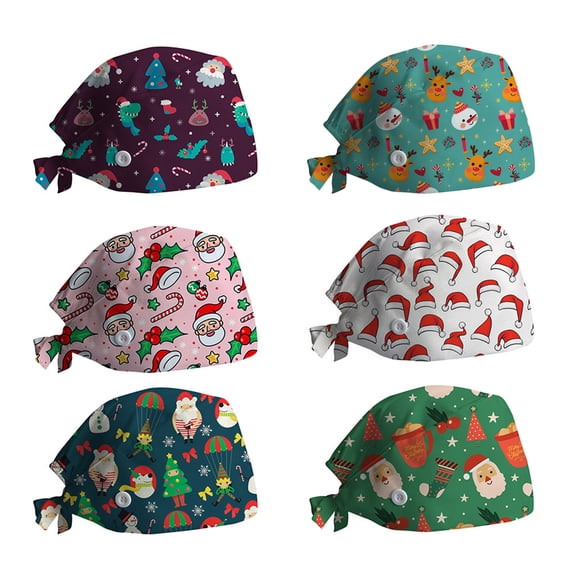Multicolor with Button and Sweatband Adjustable Nurse Working Hat Polyester Supersoft Lining, Lightweight, Breathable, No-Slip One Size