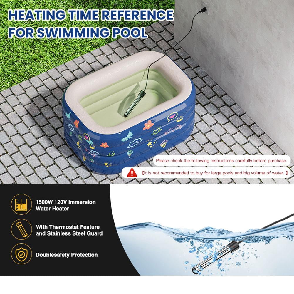 Electric Immersion Water Heater For Bath Portable And Suitable For Household Use With 304 Stainless Steel Cover And Thermostat Auto Shutoff Feature
