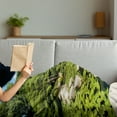 thumbnail image 3 of Peace Soft Flannel Fleece Throw Blanket, Stone Path in Japanese Garden Lake with Lotus Leaves Nature Scenery, Cozy Plush for Indoor and Outdoor Use, 70" x 90", Lime Green Sky Blue, by Ambesonne, 3 of 5