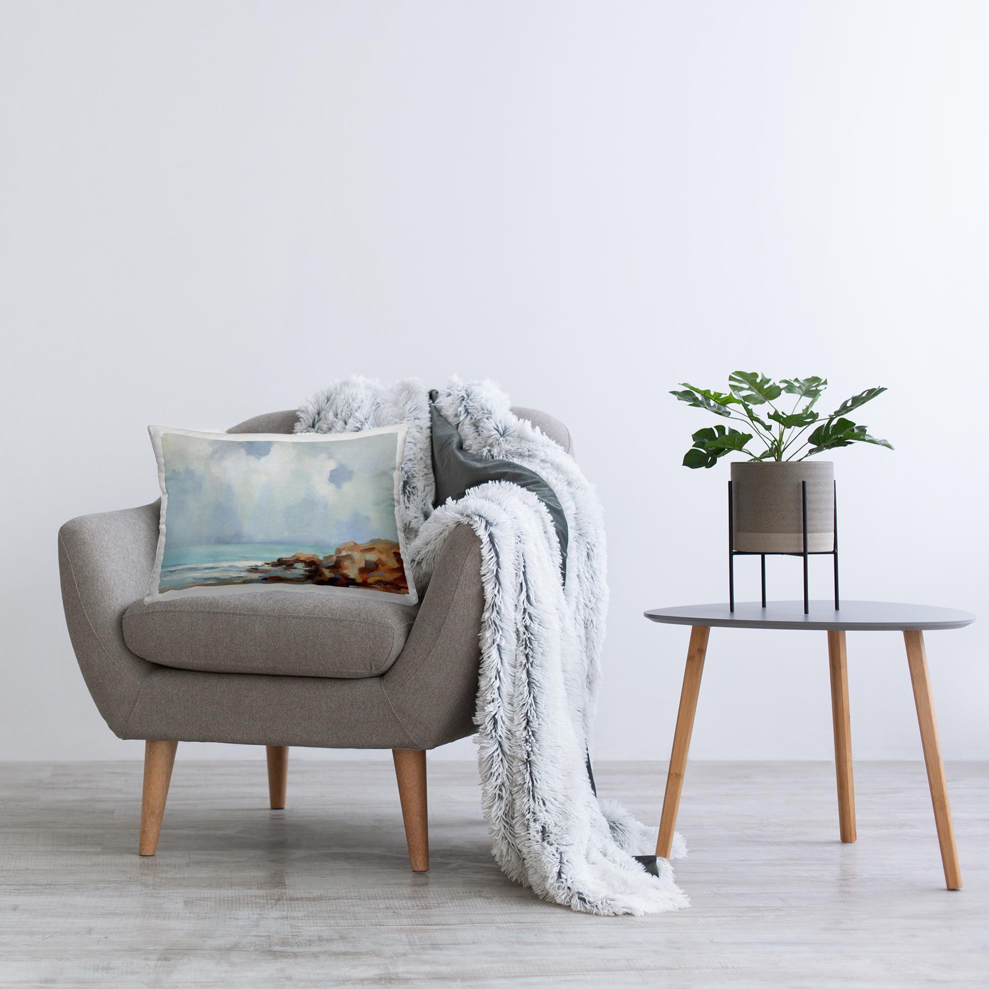Stupell Industries Morning at Stone Beach Decorative Printed Throw Pillow Design by Silvia Vassileva.