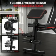 GIKPAL 7 Positions Adjustable Weight Bench With Extended Headrest & Preacher Curl,Foldable Workout Bench Olympic Weight Bench for Home Gym Full Body Strength Training,Support up to 800lbs