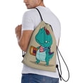 thumbnail image 3 of Drawstring Backpack - Cool Dino Playing Skateboard Splash Proof Small Drawstring Gym Bag for Women Men, Cinch Sports String Bag Backpack for Travel Swimming Beach, 3 of 8