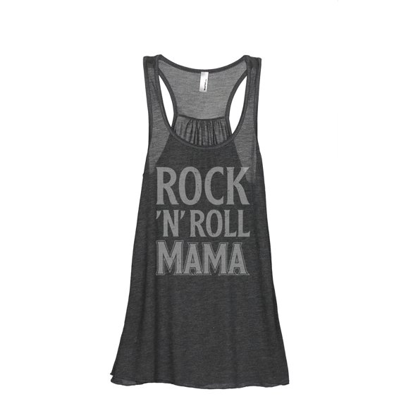Rock And Roll Mama Women's Fashion Sleeveless Flowy Racerback Workout Yoga Tank Top Charcoal Grey Medium