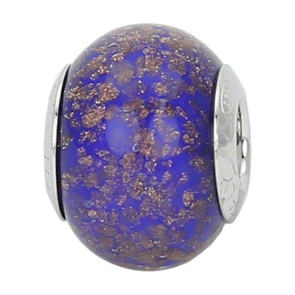 GlassOfVenice Murano Glass Sterling Silver Blue Avventurina Charm Bead