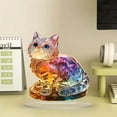 thumbnail image 4 of Japceit Acrylic 2D Flat Color Cat Decor, Tabletop Standing Decoration with Vibrant Design, Cute Feline Themed Art Piece for Desktop Shelf Display in Home Office Living Room, 4 of 5