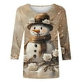 thumbnail image 5 of successthop Womens Christmas Funny Shirts Snowman Plus Size 3/4 Sleeve Tee Oversized Crewneck Top Loose Clothes White, 5 of 5