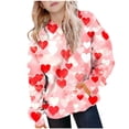 thumbnail image 1 of Sudadera con capucha para niña, para el Día de San Valentín, con estampado de color, de manga larga, informal, deportiva, con capucha, de manga larga, con inserciones en los hombros, blusa de poliéste, 1 of 6