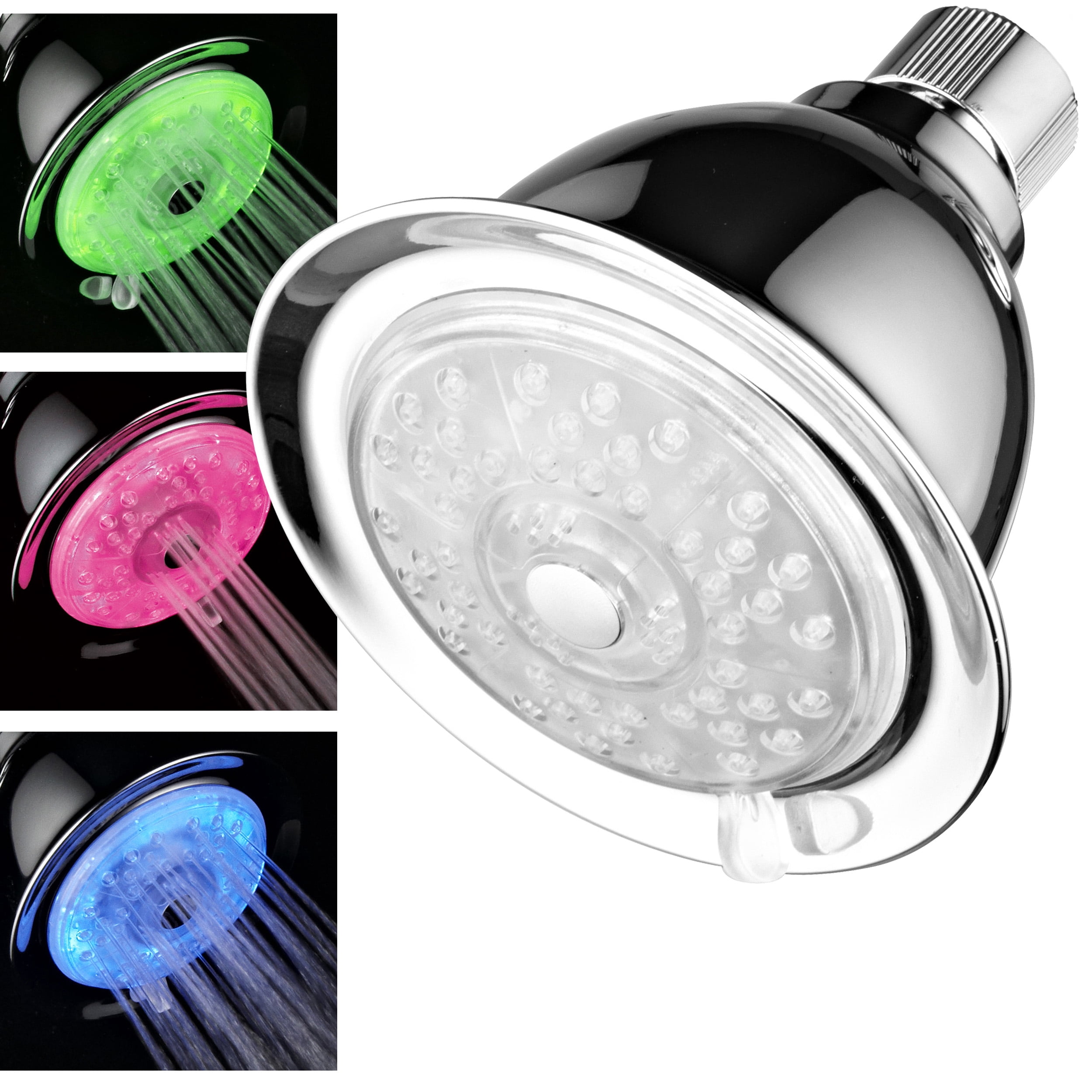 Luminex by PowerSpa 7-color 4-setting LED Handheld Shower Head With Air Jet Few for sale online 