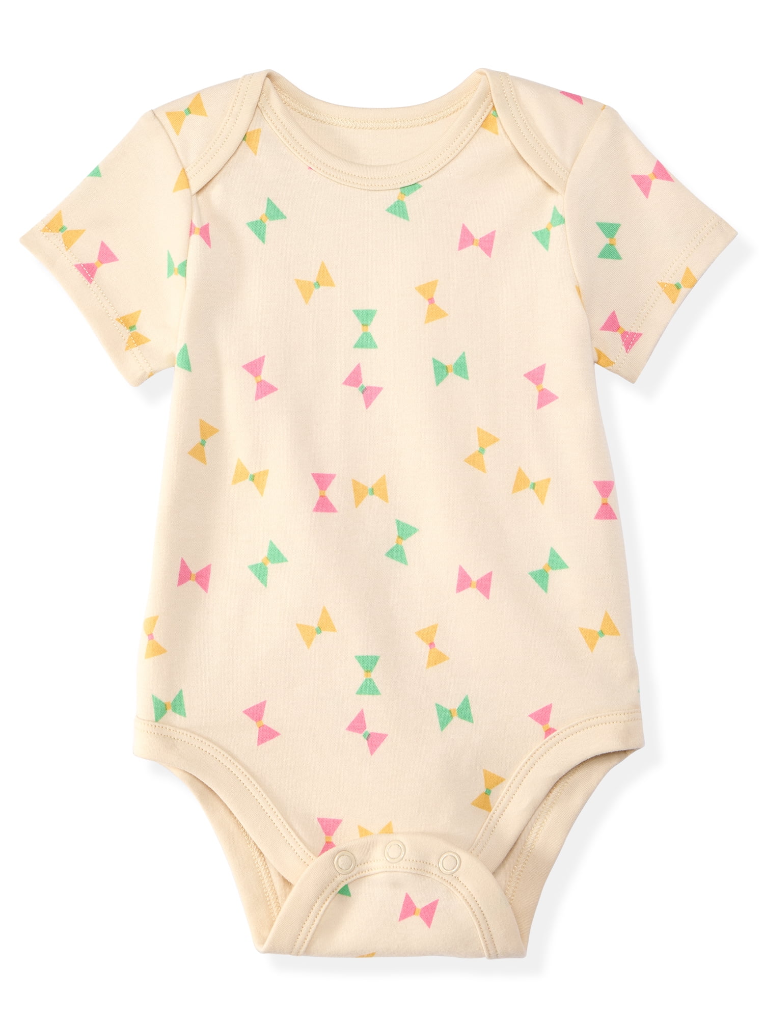 Garanimals Newborn & Baby Girl Cotton Lap-Shoulder Short-Sleeve Bodysuits, 4-Pack, Sizes 0–24M