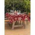 thumbnail image 2 of Outdoor Tablecloth with Umbrella Hole and Zipper, Christmas Snowflakes Rectangle Table Cloth 60x84 Inch Waterproof Tablecloth, Xmas Winter Watercolor Gold Red Picnic Table Cover for Patio Camping, 2 of 7