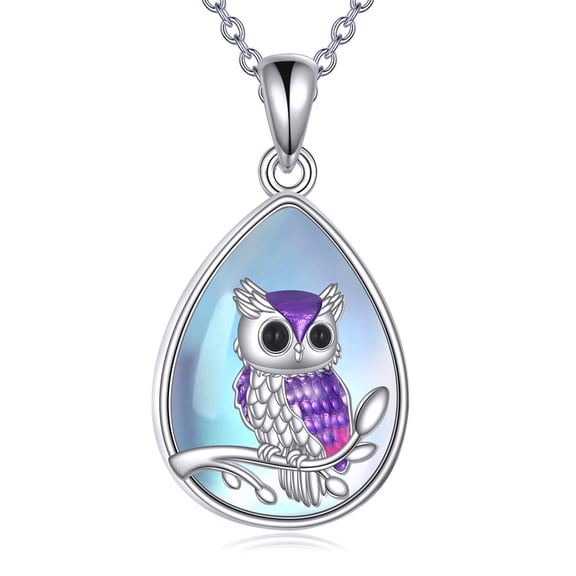 Owl Necklace 925 Sterling Silver Owl Pendant Moonstone Jewelry Gifts for Women