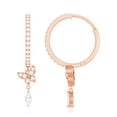 thumbnail image 3 of Rosec Jewels Butterfly Drop Earrings for Women, Real Diamond Hoop Earrings - 0.75 CT, 14K Rose Gold, 3 of 8