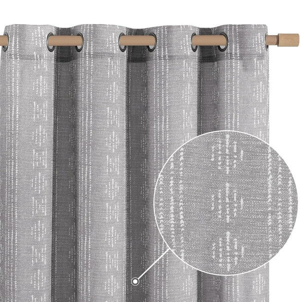 Cortinas Jinchan Boho Farmhouse, color gris, 214 cm de longitud, 2 paneles