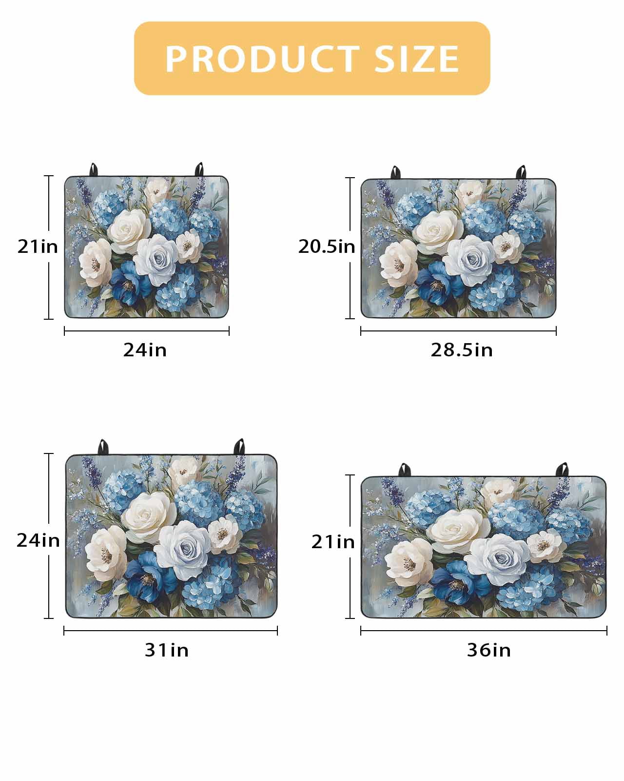 nqOlkjepod Large Induction Cooktop Protector Mat 24"x21", White Blue Spring Floral Stove Top Covers for Electric Stove, Pastoral Flowers Retro Stove Burner Cover Mats, Glass Top Stove Cover