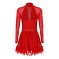 thumbnail image 4 of YiZYiF Robe de Patinage Artistique en Maille à Manches Longues pour Femmes, Rouge TG, 4 of 7