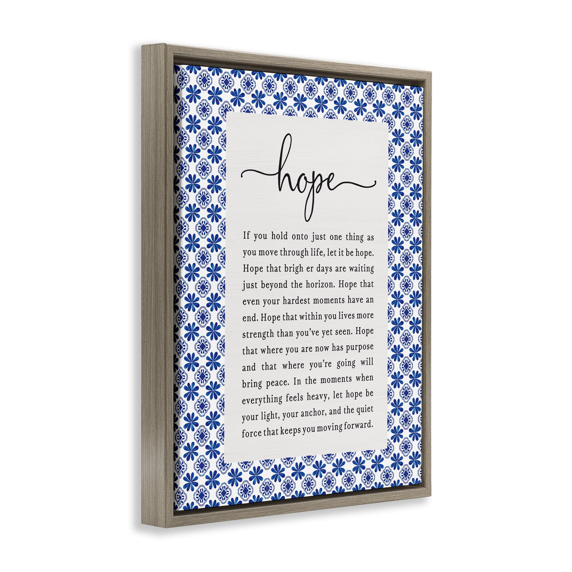 Hope For Brighter Days Brown Framed Floater Canvas Wall Art, design by Lettered and Lined