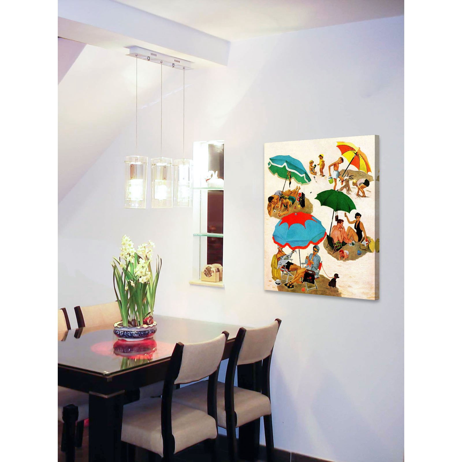 "Couples at the Beach" Painting Print on Canvas