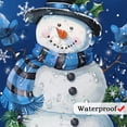 thumbnail image 4 of Blue Christmas Snowman Shower Curtain, Cute Winter Xmas Balls Wreath Bathroom Shower Curtains, Cute Winter Snowman New Year Holiday Decor Fabric Bath Curtain with Hooks, 70X72IN, 4 of 6
